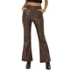thumbnail image 1 of Pantalón Casual de Cuero Sintético INSPIRE CHIC para Mujer, de Cintura Alta, Campana, Flare, Largo, PU, Color Café, 1 of 6