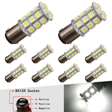 10 X 1157 led 27-SMD LED Turn Signal Light Lamp Bulb LED Bulbs Tail Brake Stop White Light Bulbs BAY15D 5050 7528 2057 (Best Led Brake Light Bulbs)