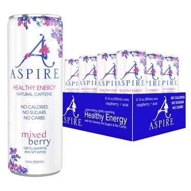 Aspire Healthy Energy Drink: Revitalize Your Day with Natural Caffeine - Zero Calories, Sugar, and Carbs | Enriched with Vitamins B, C, & Biotin | Preservative-Free and Gluten-Free | Perfect for Vega