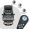 thumbnail image 5 of Mcombo Recliner with Ottoman Reclining Chair with Vibration Massage and Removable Lumbar Pillow, 360 Degree Swivel Wood Base, Faux Leather 9068 (Dark Grey), 5 of 8