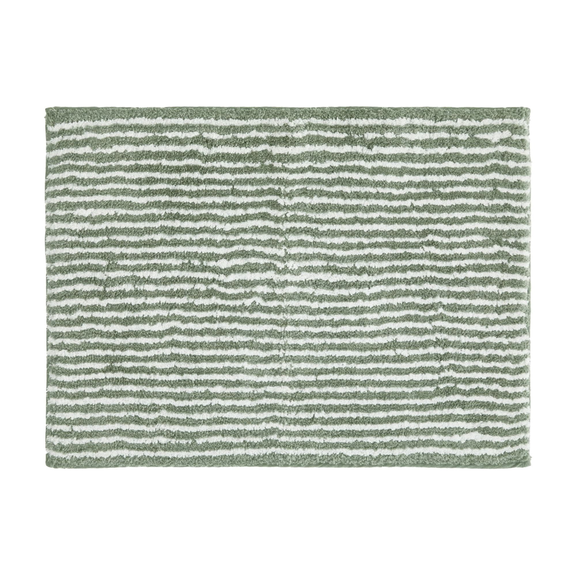 Noble Linens Pinstripe Cotton Bath Mat, 24 in x 17 in, Sage