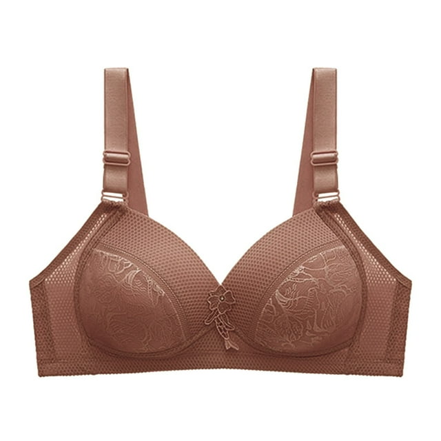 Women's Ribless Jacquard Comfort Bra - Large Strap, Four Breasted Design, Nylon/Spandex, 36-46 Sizes, Casual/Daily Use