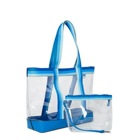 Time and Tru Women’s Tote and Pouch Set, 2-Piece Colonial Blue