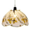 thumbnail image 3 of Aspen Creative 61096, One-Light Hanging Mini Pendant Ceiling Light, 8 3/4" Wide, Transitional Design in Polished Brass Finish, with Floral Pattern Glass Shade, 3 of 5