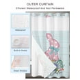 thumbnail image 4 of No Hook Shower Curtain with Snap-in Liner, Teal Easter Waterproof Fabric Bathroom Curtains, Spring Polka Dots Bunny Easter Eggs Wooden Bath Curtains & Mesh Top Window 66"x72", 4 of 9