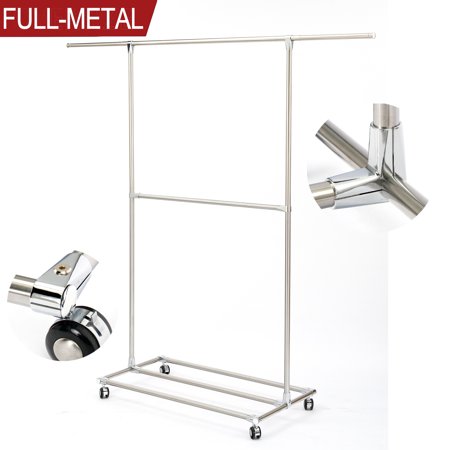 Double Hanging - SUNPACE Heavy Duty Garment Rack Full Stainless Steel Adjustable Double Rods Clothing Rack, Extendable Clothes Hanging Rack