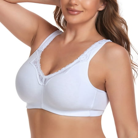 Women Full Coverage Non Padded Wirefree Plus Size Minimizer Cotton Bra 38B