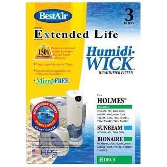 RPS Products Humidi Wick Filter Type E - Compatible With Holmes Humidifiers - 3 Pack