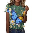 thumbnail image 3 of Daisy T-Shirt O Neck Retro Print Big Size T-Shirts Short Sleeve Tees Womens Pretty Design, 3 of 5