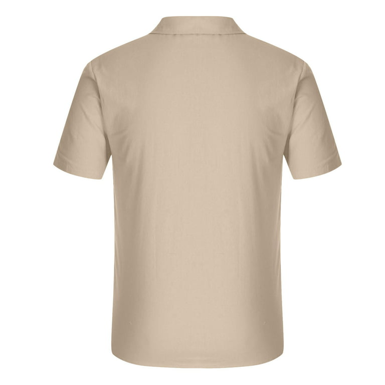 Huk Fishing Shirts For Men Men's Summer Cotton Linen Solid Color
