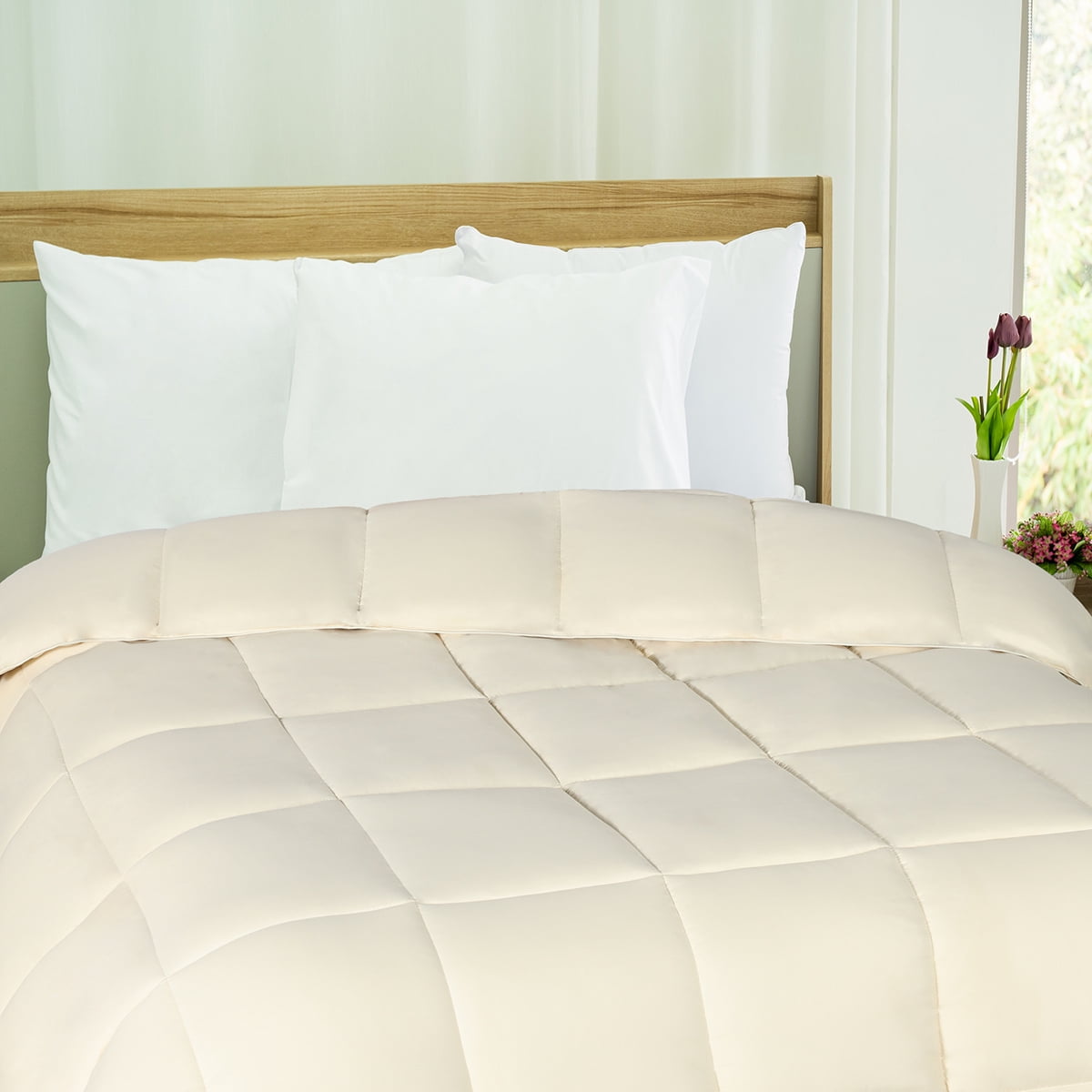 BNM Solid Comforter Down Alternative Bedding, Twin/Twin XL, Ivory