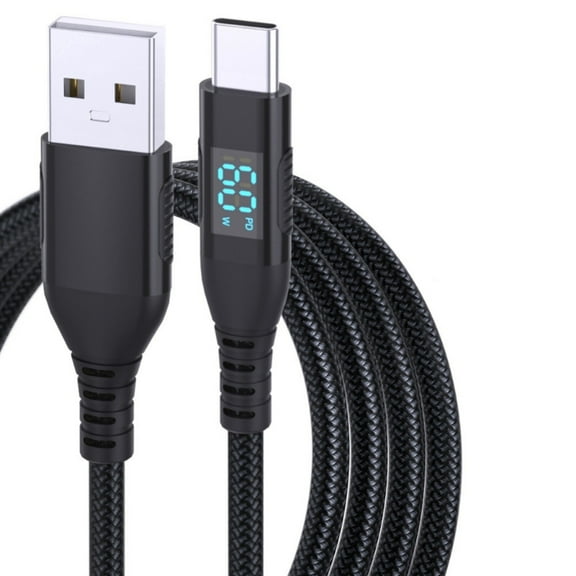 Upgrades USB C Cable with LED Display Braided Fast Charging USB C to USB C Cable Braided USB Cable for Smartphones