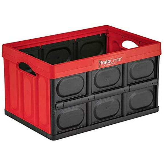 GREENMADE InstaCrate Collapsible Storage Container, 12 gal, Red/Black