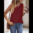 thumbnail image 4 of Camisas Casuales de Verano para Mujer, con Cuello Redondo y Mangas , Color Vino Tinto XXL, 4 of 7