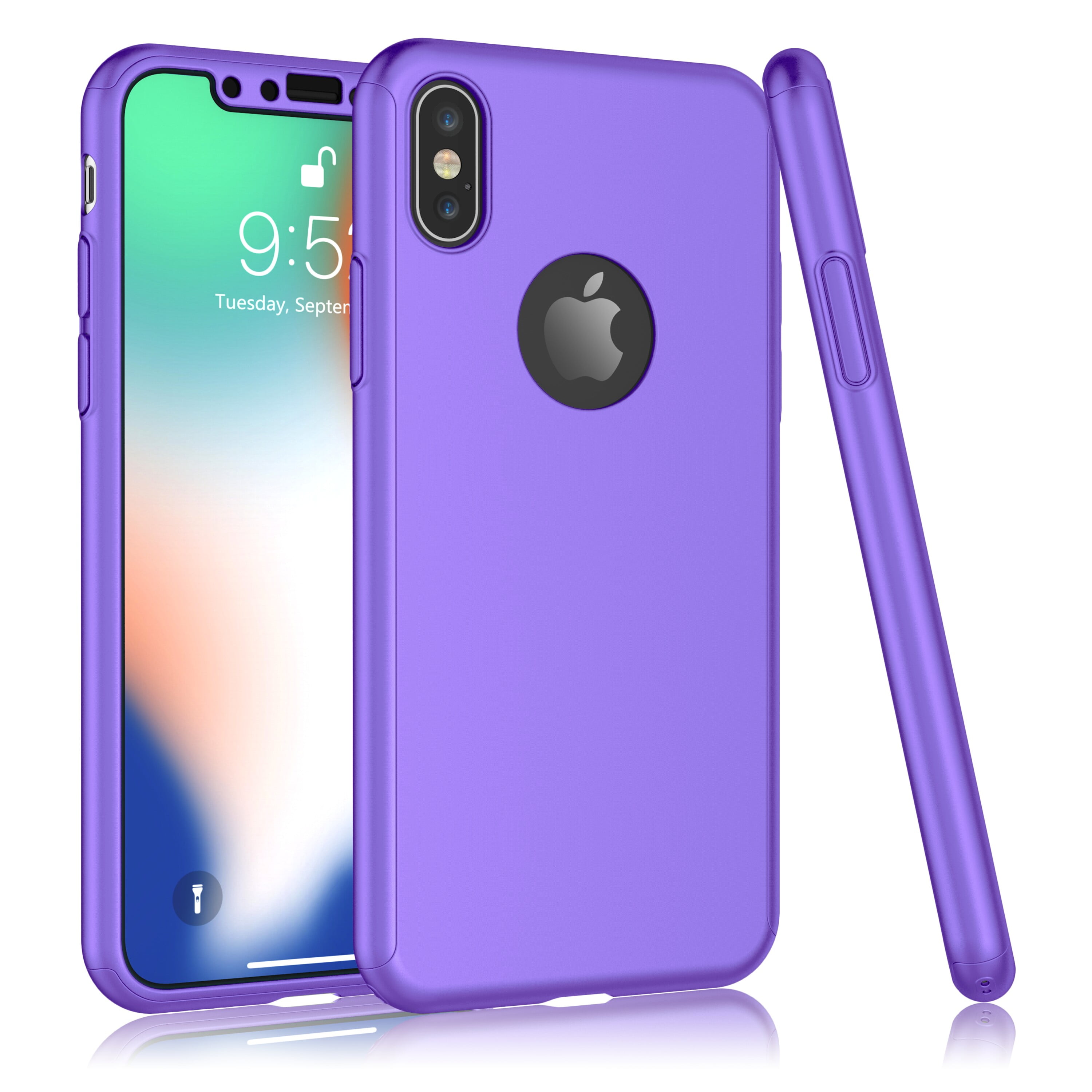 iPhone X/iPhone Xs Case, ImpactStrong Ultra Protective Case with Built-in  Clear Screen Protector Full Body Cover for iPhone X/iPhone Xs (Light Purple)