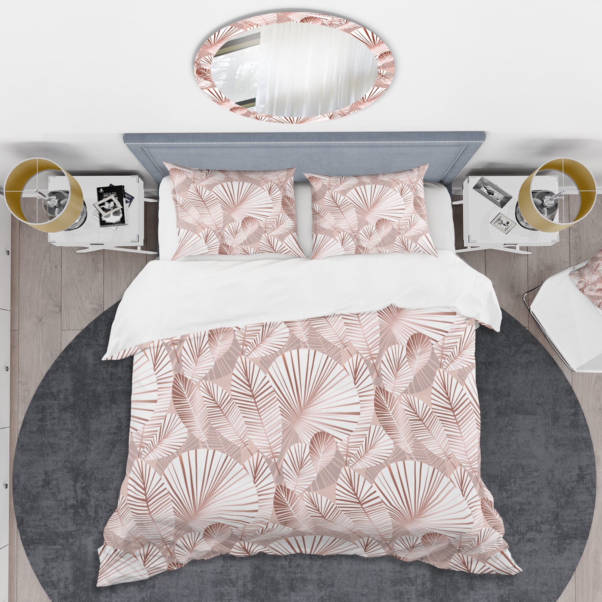 Designart 'Golden Tropical Pattern IV' Mid-Century Modern Duvet Cover Set