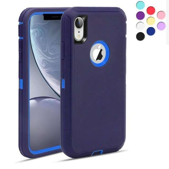 iPhone Xr Heavy Duty Case {Shock Proof Case with 3 Layer Rubber, Shatter Resistant, Rugged Case Compatible for iPhone Xr} Navy