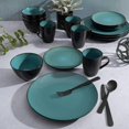 thumbnail image 5 of Round Reactive Glaze Stoneware Dinnerware Set, Teal Plates and Bowls, 16-Piece, Service for 4, 5 of 5