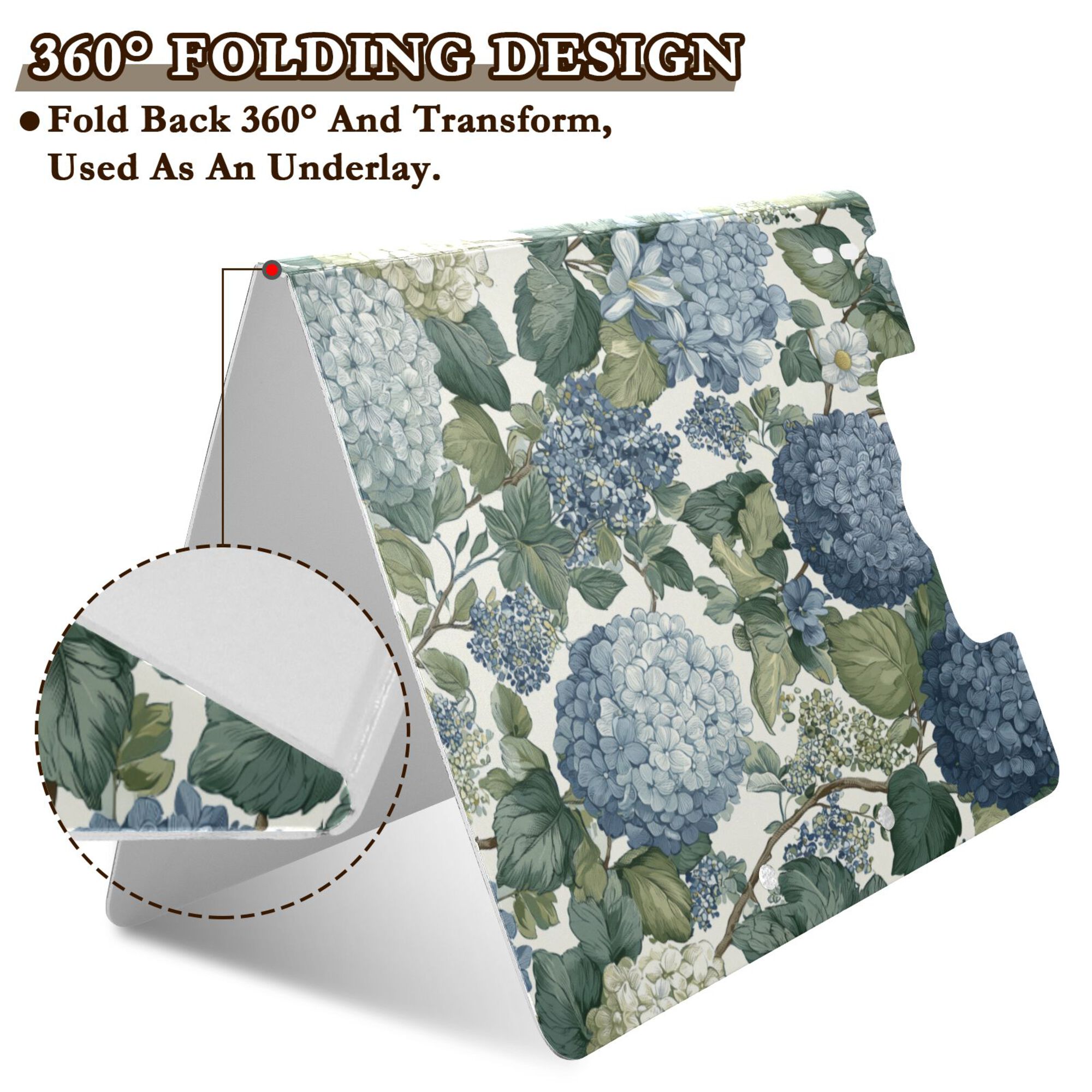 FORMRS A4 Clipboard Folder with Pen Holder Horizontal Foldable School Office Binder, Watercolor Hydrangeas Pattern