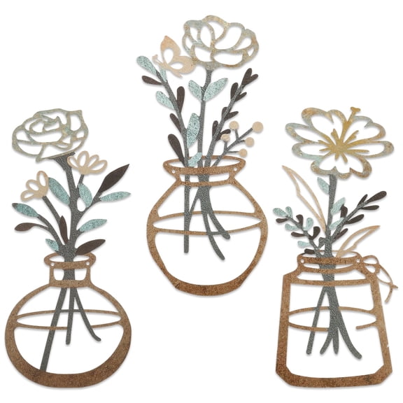 3 Pcs Metal Flowers Wall Decor - Wall Art Metal Wall Sculptures Hanging Mothers Day Gifts for Mom for Indoor Kitchen Bathroom Bedroom living room,14.2x6.3 inches