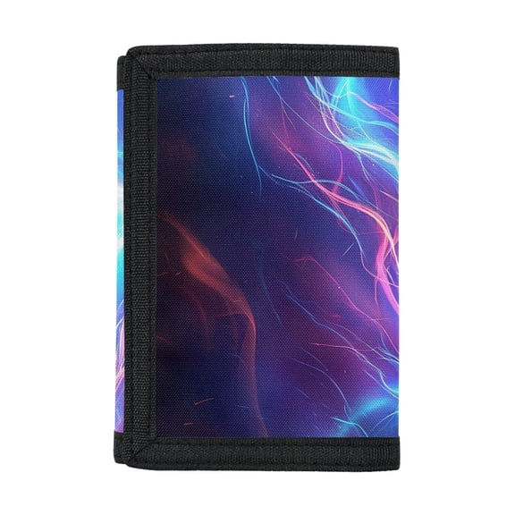POLERO Neon Soccer Print Easy to Clean Children's Wallet, Polyester Kids Trifold Wallet Slim Trifold Card Wallet for Outdoor Sports