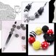 thumbnail image 5 of 20 cuentas de resina acrílica surtidas negras de 10 estilos, cuentas de diamantes de imitación facetadas redondas con patrón de cebra, cuentas espaciadoras sueltas a granel., 5 of 9