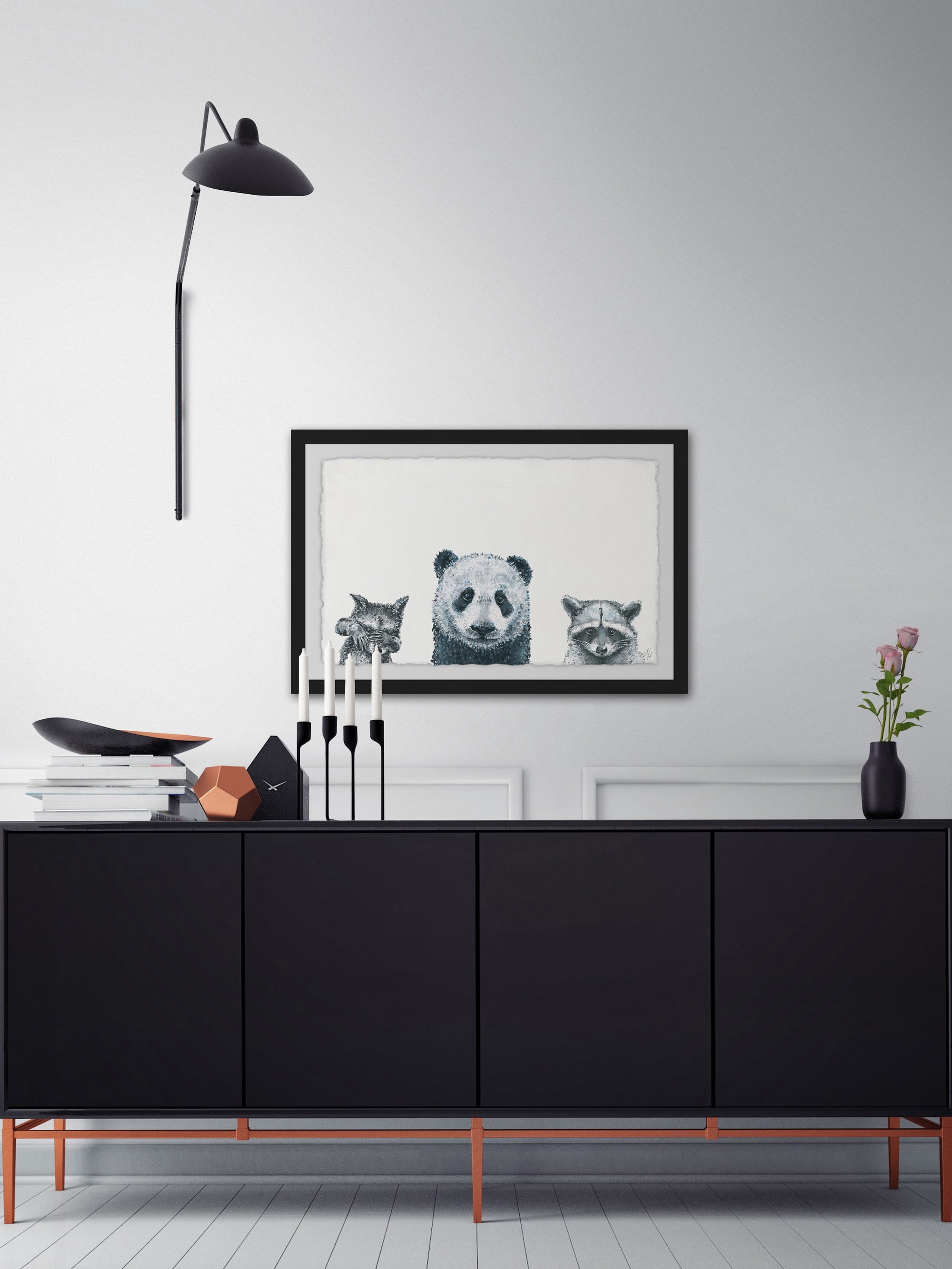 Shy Trio Framed Painting Print