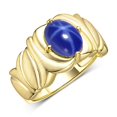 thumbnail image 3 of RYLOS Rings for Women 14K Yellow Gold Ring Solitaire 9X7MM Oval Gemstone with Satin Finish Band September Blue Star Sapphire Jewelry Size 10, 3 of 7