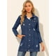 thumbnail image 2 of INSPIRE CHIC Chaqueta De Mezclilla Casual Rasgada De Manga Larga Desgastada Para Mujer Azul XS, 2 of 6