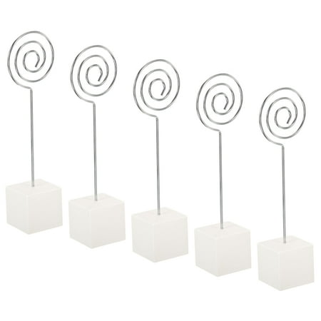 

Uxcell Resin Cube Base Picture Card Holder 5 Pack Circle Shape Table Stand Holder for Party Displaying White