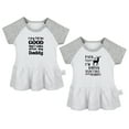 thumbnail image 1 of Pack of 2, Pack My Diapers I'm Going Hunting & I Try to Be Good Take After My Daddy Funny Dresses, Newborn Baby Skirts, Infant Princess Dress, Toddler Frocks (Gray Raglan Dresses, 6-12 Months), 1 of 5