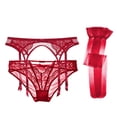 thumbnail image 4 of Varsbaby Women's Lace Embroidery See Through Panties Garter Belt with Stockings, 4 of 4
