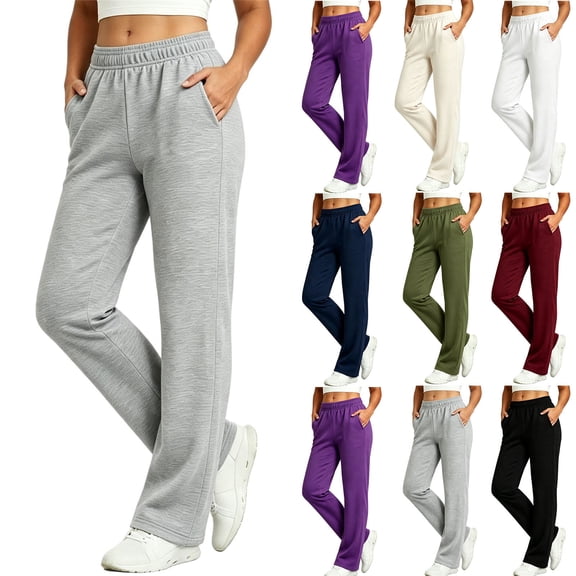 VBVC Women's Straight Leg Sweatpants , Soft Stretchy Lounge Trousers For Women , Ladies' Y2K Casual Active Pants with Pockets, S-2XL