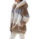 thumbnail image 1 of Abrigo con capucha de piel sintética para mujer Bloque de color Manga larga Cremallera Chaqueta cálida de invierno multicolor de felpa suelta Fokelyi HMFJ299-11, 1 of 4