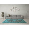 thumbnail image 3 of Ahgly Company Indoor Rectangle Medallion Light Blue Traditional Area Rugs, 5' x 7', 3 of 4