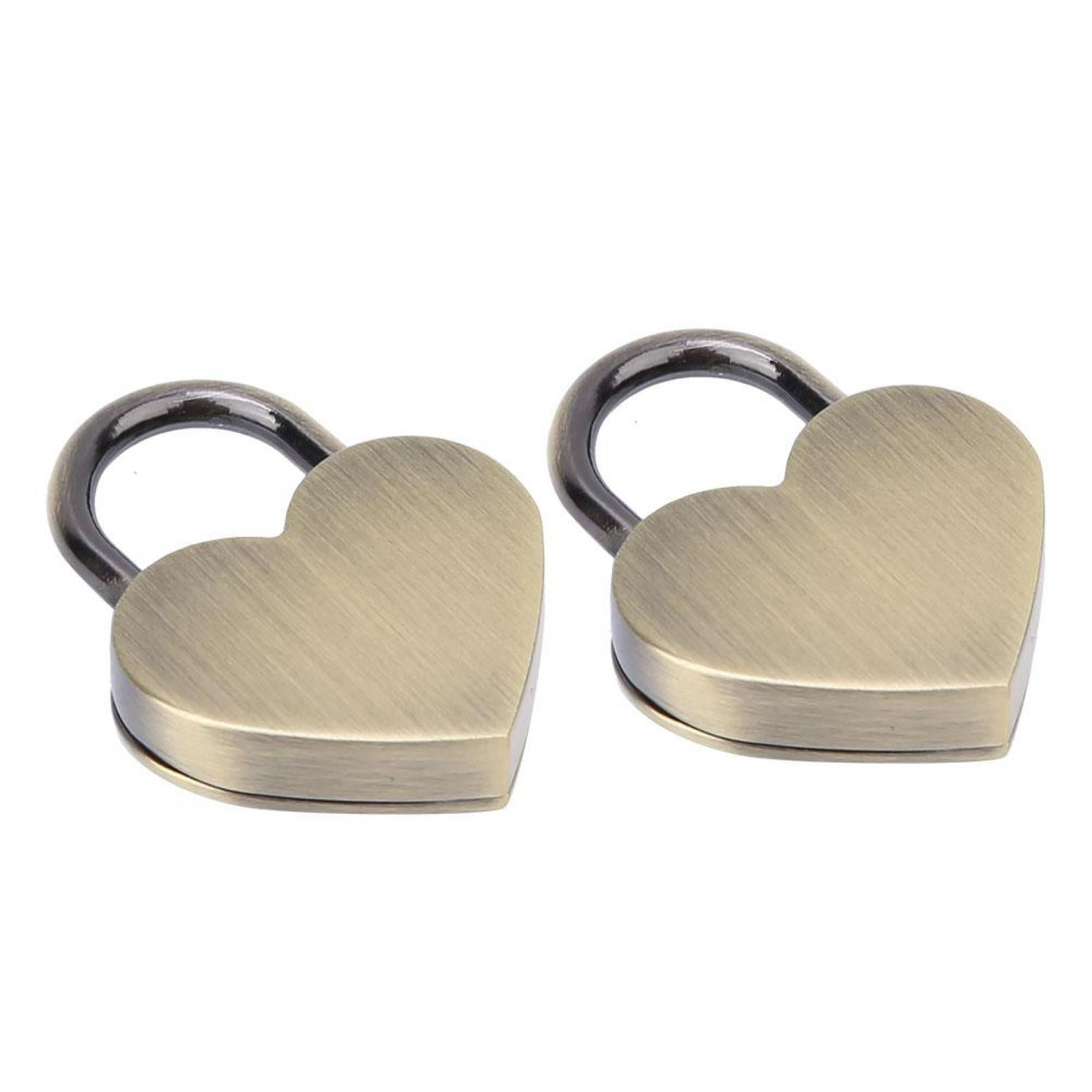 2 Sets High Quality Metal Colored Heart Shaped Lock Padlock with Keys 30x39mm 