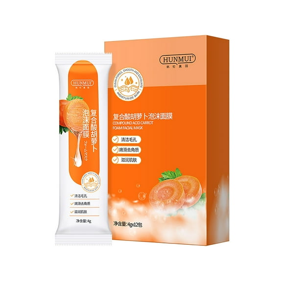 FSTDelivery 12 Sheets Carrot Extract Bubble Face Mask,Compound Foam Facial Mask Cleansing Shrink Pores Moisturizing Hydrating Jelly Film for Daily Hydrating Facial Care & Skin Recovery Cream