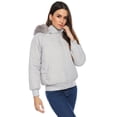 thumbnail image 4 of Totatuit Women's Faux Fur Collar Zip Up Quilted Jacket Coat Hooded Outerwear, 4 of 5