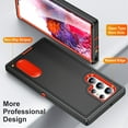 thumbnail image 2 of SaniMore for Samsung Galaxy S24 Ultra Hybird Case, Rugged PC Back Shockproof TPU Shell Metal Hidden Kickstand Drop Resistant Anti-slip Heavy Duty Protective Case for S24 Ultra, Black+Orange, 2 of 9
