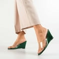 thumbnail image 2 of XYD Women Clear Square Open Toe Sandal Wedge High Heel Slip On Backless Mule Walking Comfy Slide Shoes Size 7.5 Green, 2 of 4