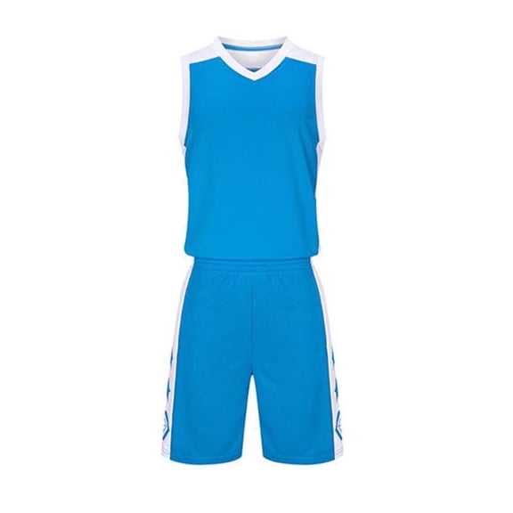 Virmaxy Youth Basketball Jersey Set V Neck Contrast Binding Sleeveless Mesh Tank Top with Elastic Waist Shorts Athletic Uniform, for 3-15Y