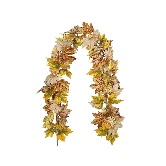 Halloween Thanksgiving Decorations 5.74Ft Fall Garland Maple Leaf,Artificial Leaf Garland Rattan Hanging Pumpkin Maple Leaf Garland for Home Wedding Fireplace Party Christmas Decorations