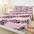 thumbnail image 3 of Homewish Pink Polkadot 4pcs King Sheet Set, Leopard Cheetah Print Bedding, 3 of 7
