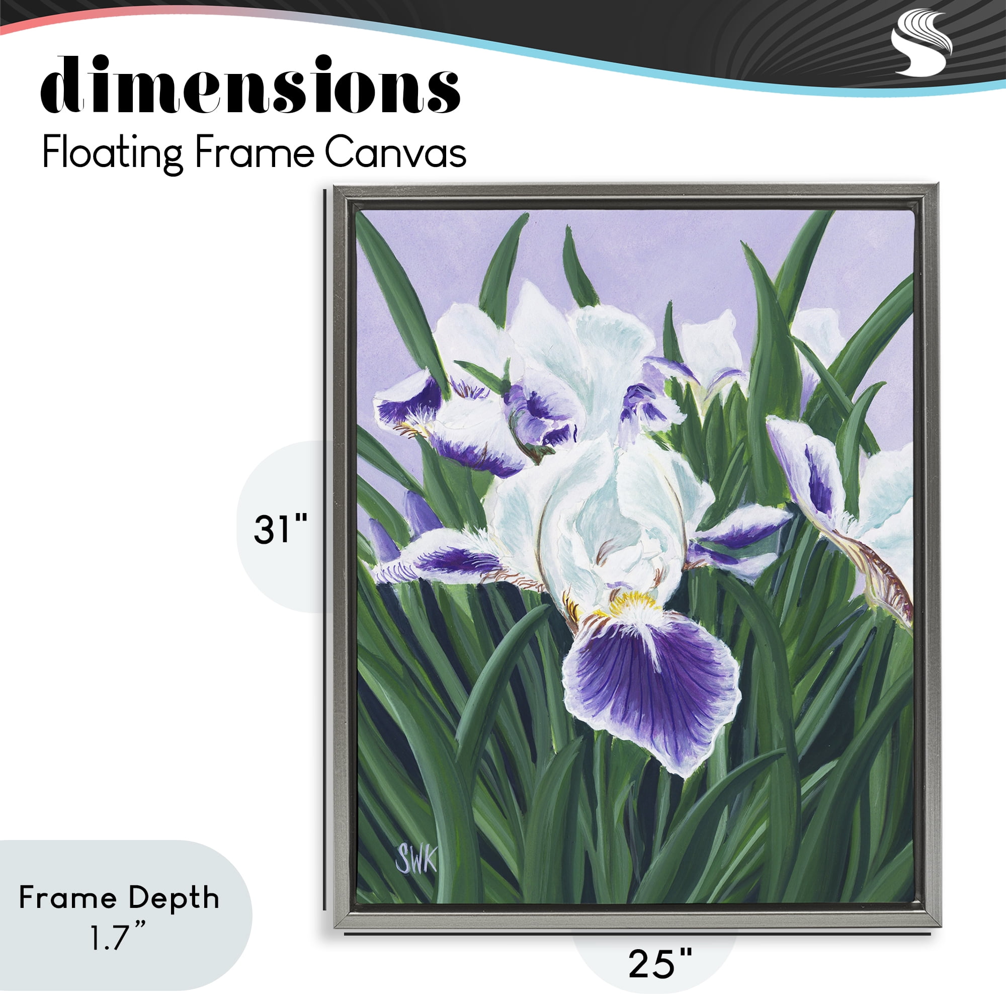 Stupell Industries Purple & White Irises Gray Framed Floater Canvas Wall Art, design by Sarah Waldron Kimball