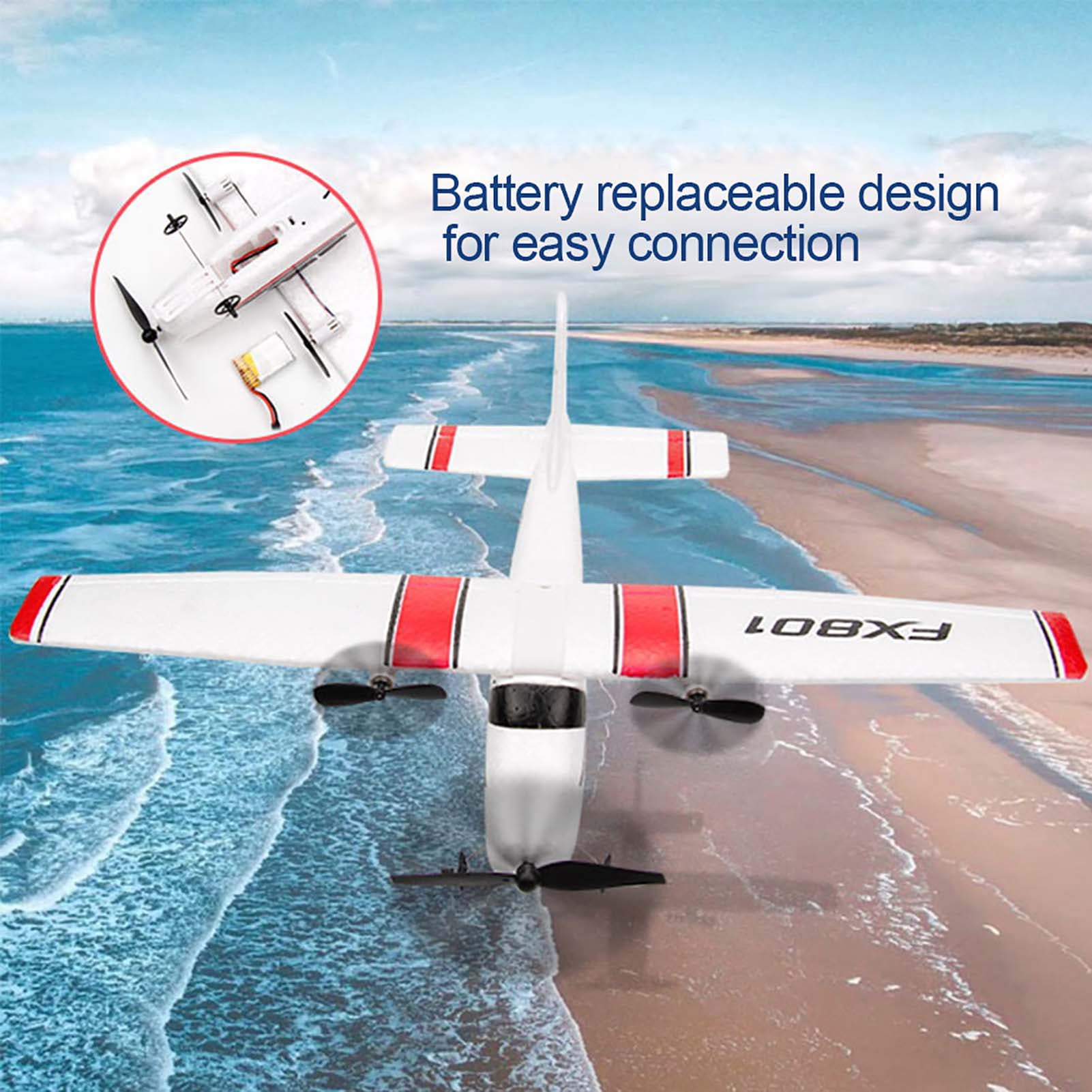 RC Plane, 2.4GHz 2 Channel Remote Control Airplane, EPP Foam RC Airplane, Fixed Wing RC Aircraft, Easy to Fly RC Glider for Beginners and Adult