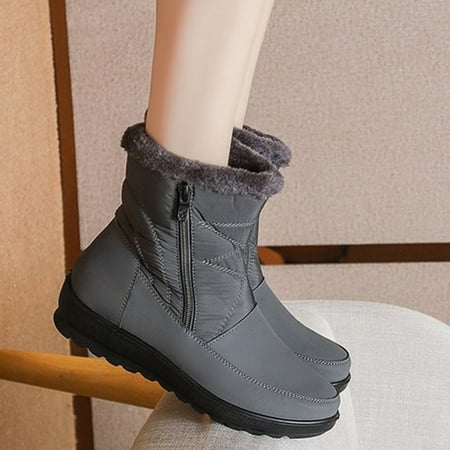 

Boots Women s High Top Snow Warm Color Shoes Solid Comfortable Side Zipper Women s Boots