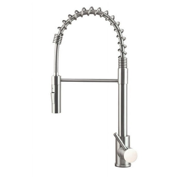 Lippert Components Faucet 719323 Flow-MaX; Used For Kitchen; Single Piece Deck Mount; Coil-Spring Pull Down Spout; Single Lever Handle; Stainless Steel; Retail Package