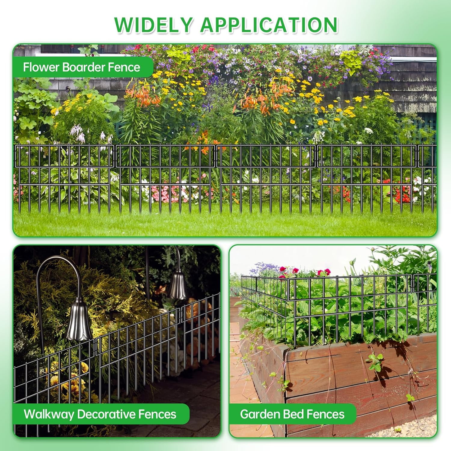 39.5ft Long No Dig Animal Barrier Fence, 13in High with 28 Panels, 1.52in Gap Anti-Digging Dog Barrier, Rustproof Metal Garden Edging for Yard and Lawn Defense