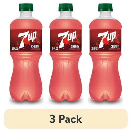 (3 pack) 7UP Caffeine Free Cherry Soda Pop, 20 fl oz, Bottle