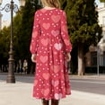 thumbnail image 4 of Xdegoge Heart Print Dresses for Girls Valentine's Day Long Sleeve A-Line Maxi Dress Elastic Waist and Pockets, Cute Casual Daily Wear, 4 of 6